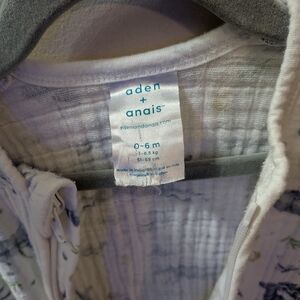 aden + anais Baby Zip Sleep Sack - White with Gray and Navy Accents
